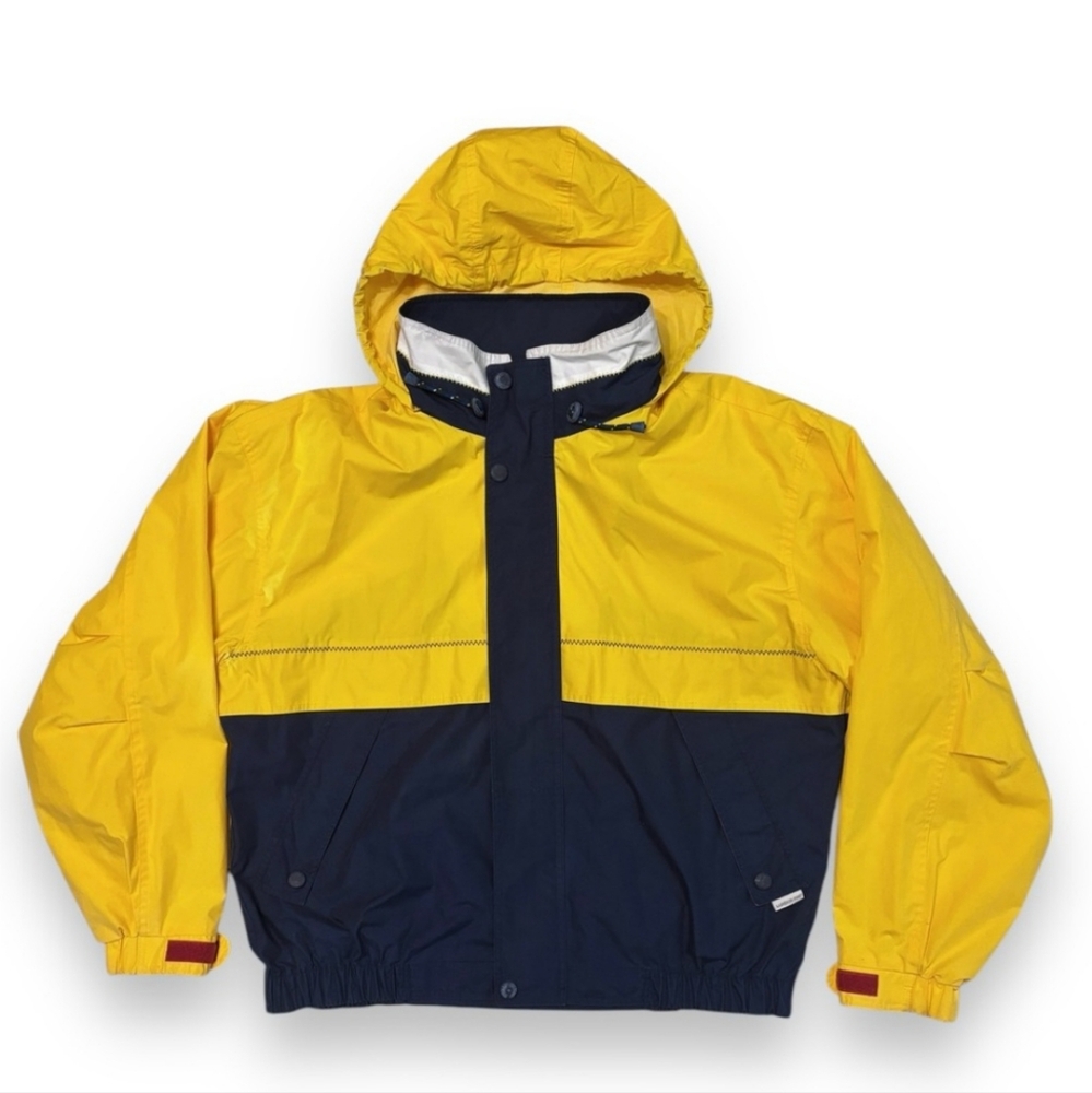 LONDON FOG Color Block Sailing Zip Up Jacket Hide-Away Hood